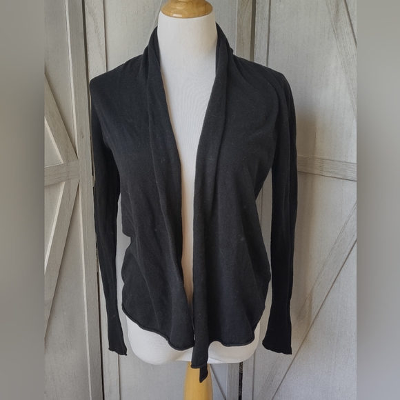 Black Open Drape Cardigan - Picture 2 of 11